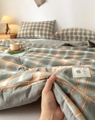 All cotton Air conditioning quilted quilt core summer washable comforter Simple Plaid soft duvet of single twin full queen size