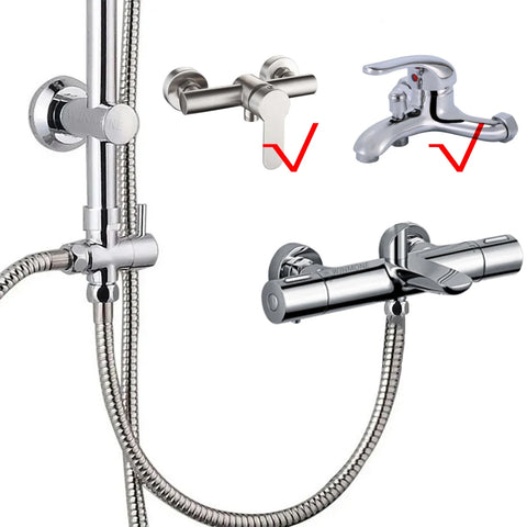Split Rain Shower Column Set 304 Stainless Steel Shower Head Bathroom Water Connector Showers System Accessories Bathtub Faucet