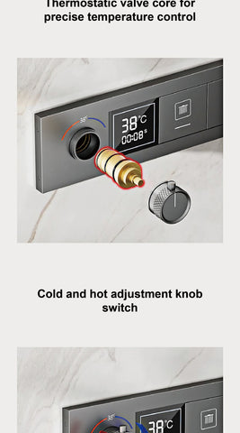 AITANA Luxury Brass Gunmetal LED Display Thermostatic Shower System Bathroom Ceiling embedded concealed giant curtain Rainfall