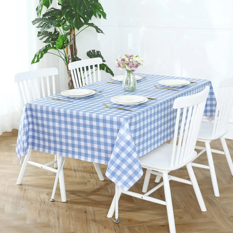 Light Blue Buffalo Plaid Rectangle Waterproof Tablecloth Table Decor Farmhouse Kitchen Dining Table Cloth Holiday Party Decor