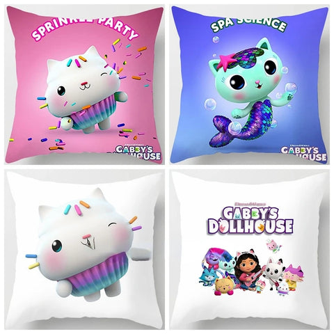 Kids Gabbys Dollhouse Gabby Cats Pillowcase 40x40cm 45x45cm  Decorative Pillows  60x60