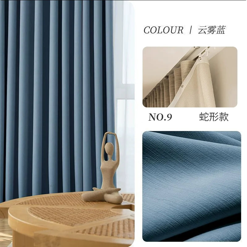 Custom Size S Wave Fold Curtains for Living Dining Room Modern Thick Chenille Blackout Bedroom White Tulle Window Decor Fashion