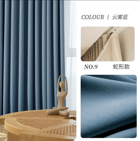 Custom Size S Wave Fold Curtains for Living Dining Room Modern Thick Chenille Blackout Bedroom White Tulle Window Decor Fashion