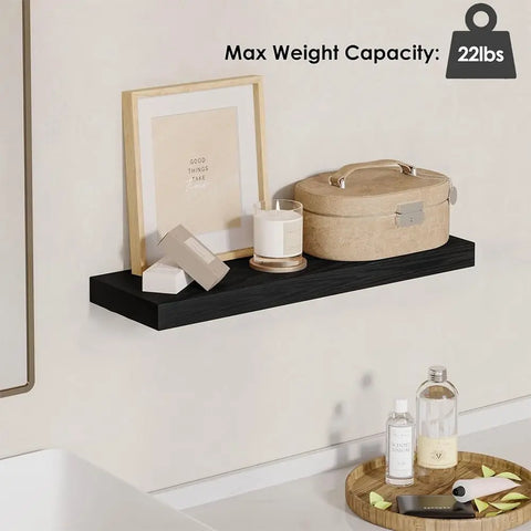 1pc Floating Shelves Wooden Wall Mounted Storage Shelf Deeper Thicker Bathroom Shelves for Living Room, Bedroom, Kitchen