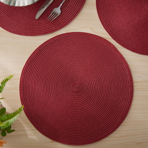 Round Braided Placemats Set of 4 Washable PP Heat Resistant 38cm Table Place Mat for Kitchen Xmas Dining Table Party Decor