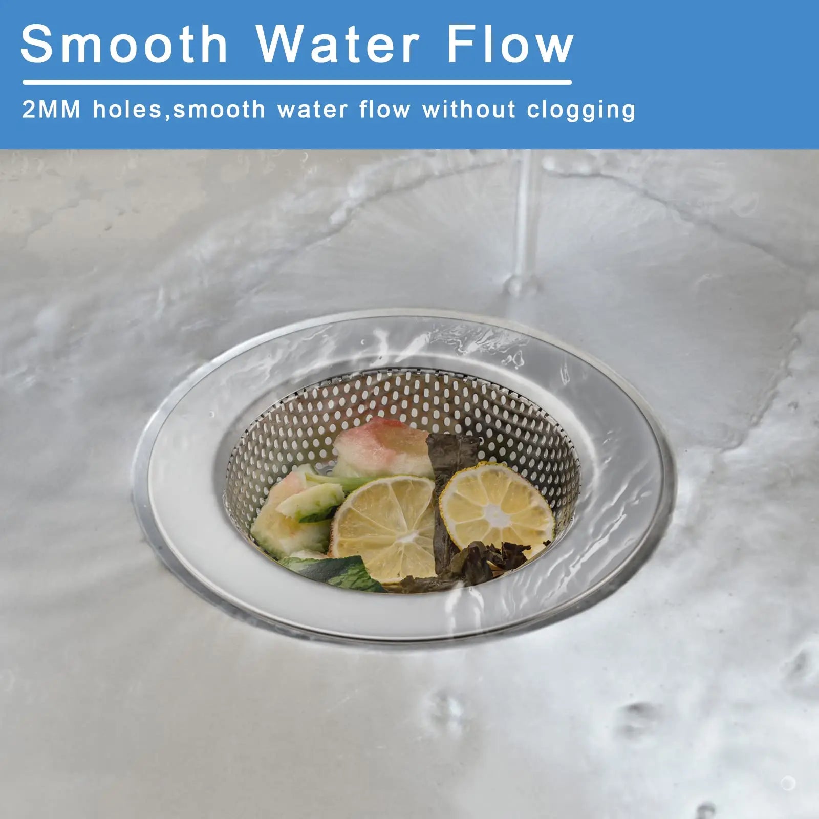 2PCS Kitchen Sink Drain Strainer - Stainless Steel Drain Hair Catcher Kitchen Accessories Bathroom Bathtub Drain Strainer