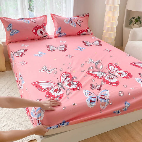 1pc Waterproof Fitted Bed Sheets Cartoon Style Single Bed Cover for Kids Queen/King sabanas cama matrimonial(without pillowcase)