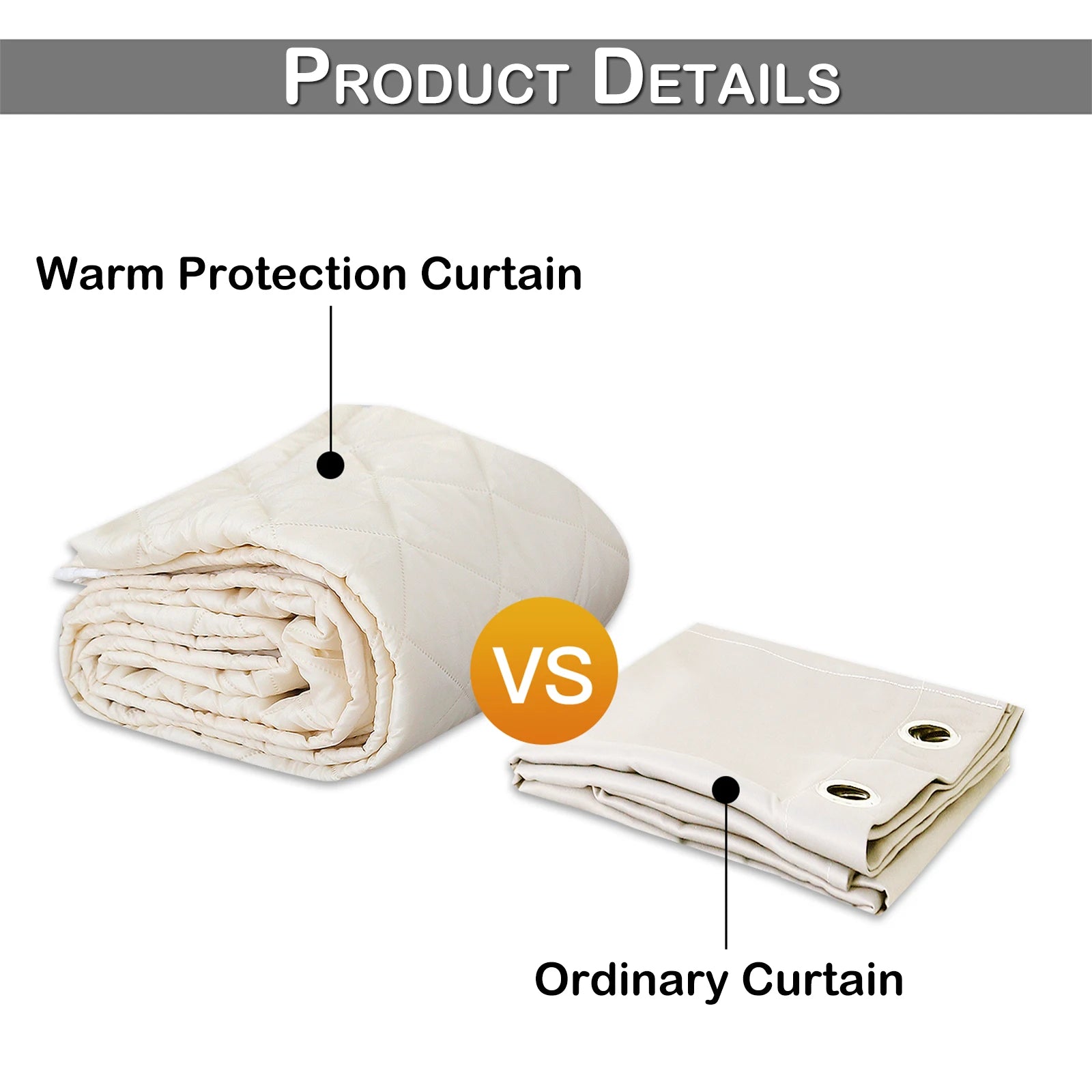 Quilted Blackout Curtains Heavy Duty Noise Reducing Thermal Insulated Drapes Liner Anti-cold Rod Pocket for Living Room Bedroom