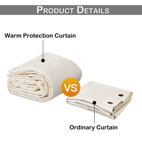 Quilted Blackout Curtains Heavy Duty Noise Reducing Thermal Insulated Drapes Liner Anti-cold Rod Pocket for Living Room Bedroom