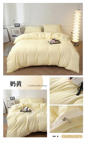 2025 New Washed Cotton Solid Color Single Quilt Set Skin Friendly Breathable Quilt Cover 180X220 200X230