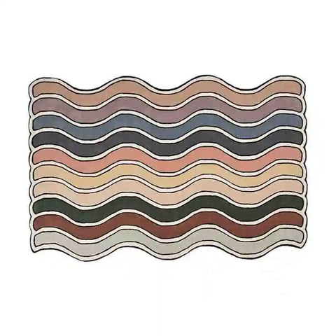 VIKAMA Creative Rainbow Wave Rug Bedside Blanket Absorbent Bathroom Floor Mat Living Room Sofa Coffee Table Rug Easy to clean