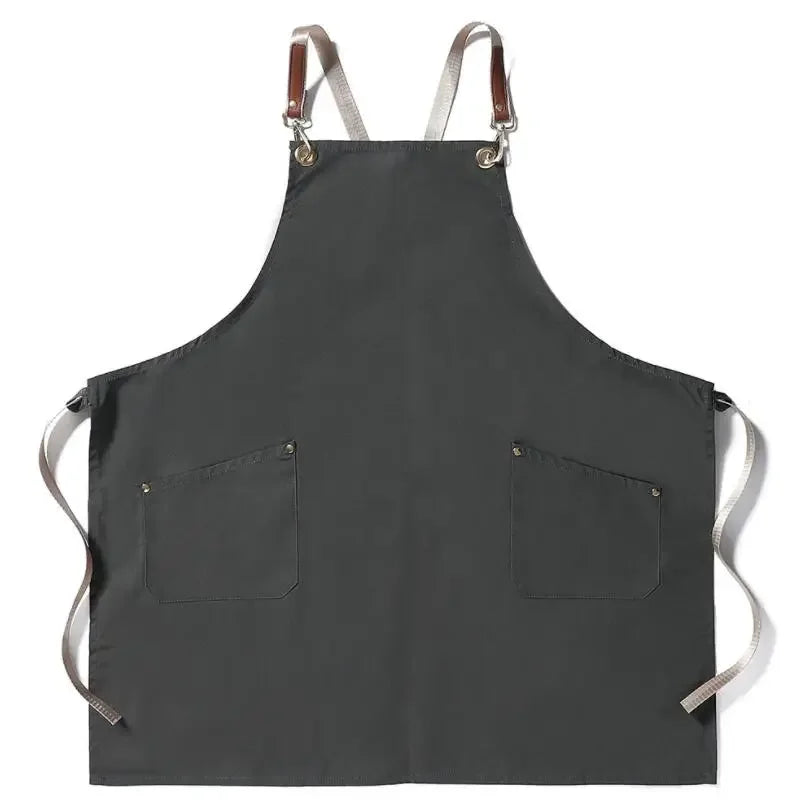 Fashion Unisex Work Apron For Men Canvas Black Apron Bib Adjustable Cooking Kitchen Aprons For Woman With Tool Pockets