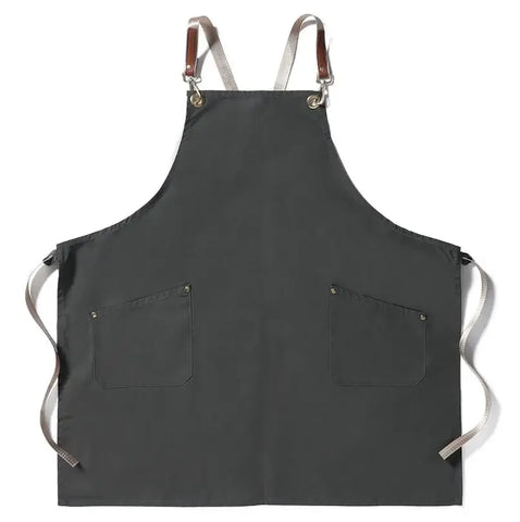 Fashion Unisex Work Apron For Men Canvas Black Apron Bib Adjustable Cooking Kitchen Aprons For Woman With Tool Pockets