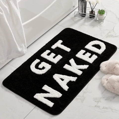 Get Naked Runner Black and White Cute Bathroom Rug Long Get Naked Rug Funny Bathroom Decor for Apartment Bathmat 40x60cm 50x80cm
