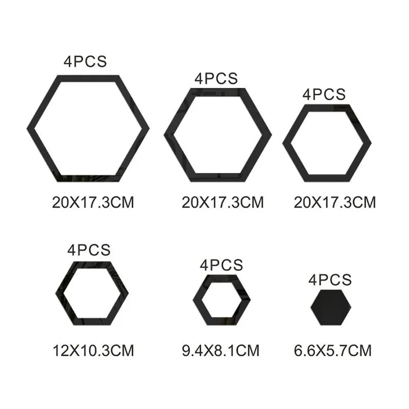24pcs Hollow 3D Hexagonal Mirror Wall Sticker DIY Honeycomb Decoration Self Adhesive Paper Waterproof Home Living Room Bedroom