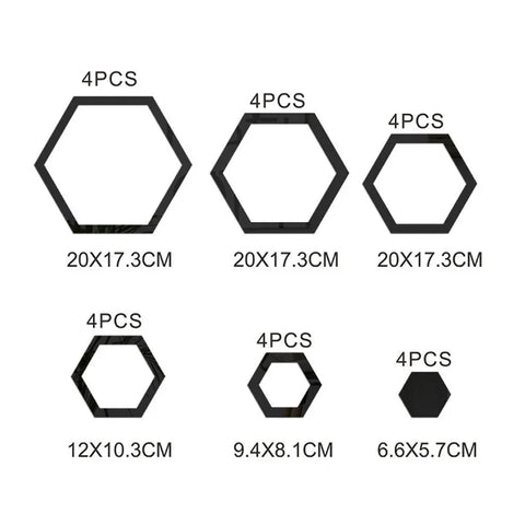 24pcs Hollow 3D Hexagonal Mirror Wall Sticker DIY Honeycomb Decoration Self Adhesive Paper Waterproof Home Living Room Bedroom