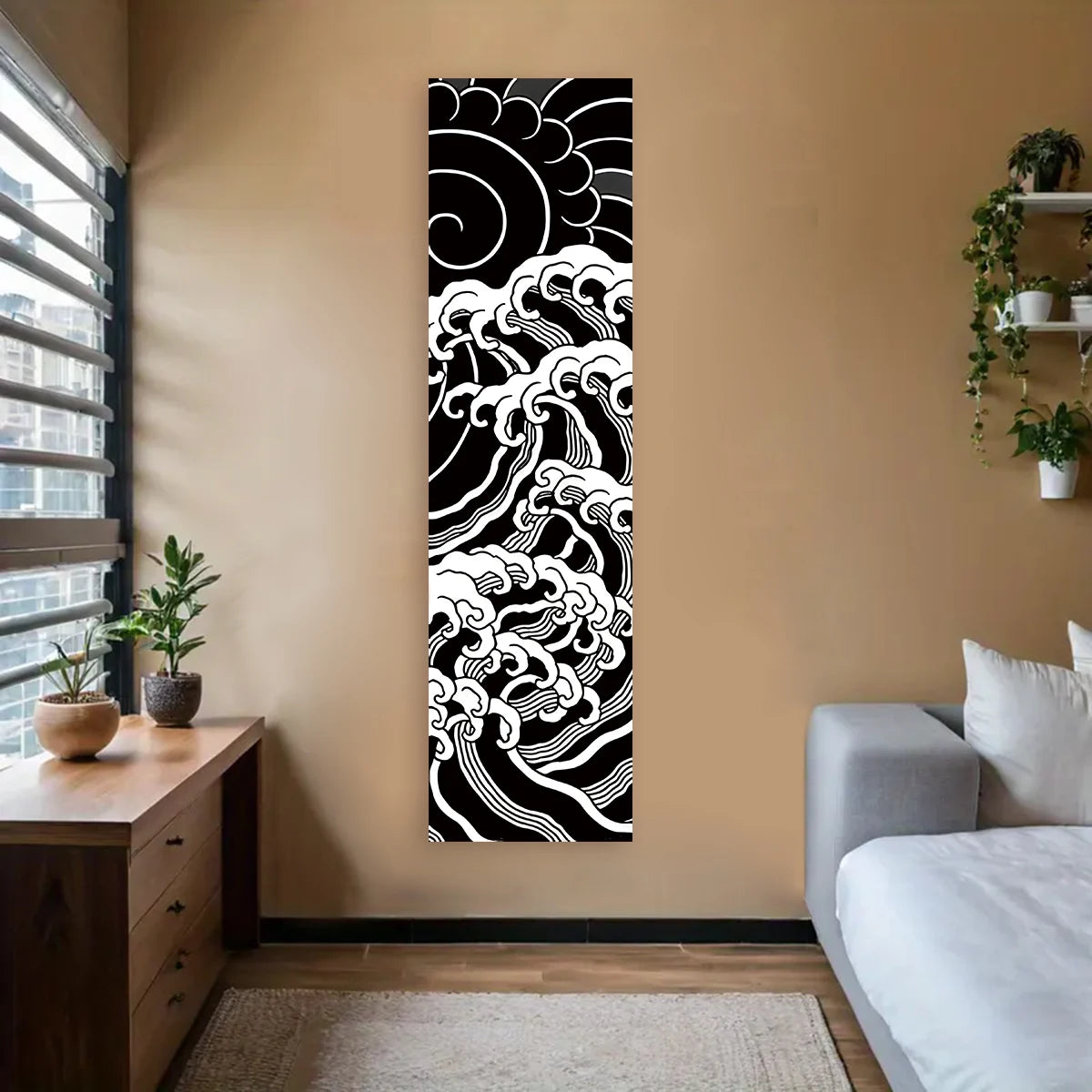 Japanese Ocean Waves Wall Decoration Tapestry Red Sun & Ocean Waves Landscape Aesthetic Tapestry Wall Hanging Home Room Decor