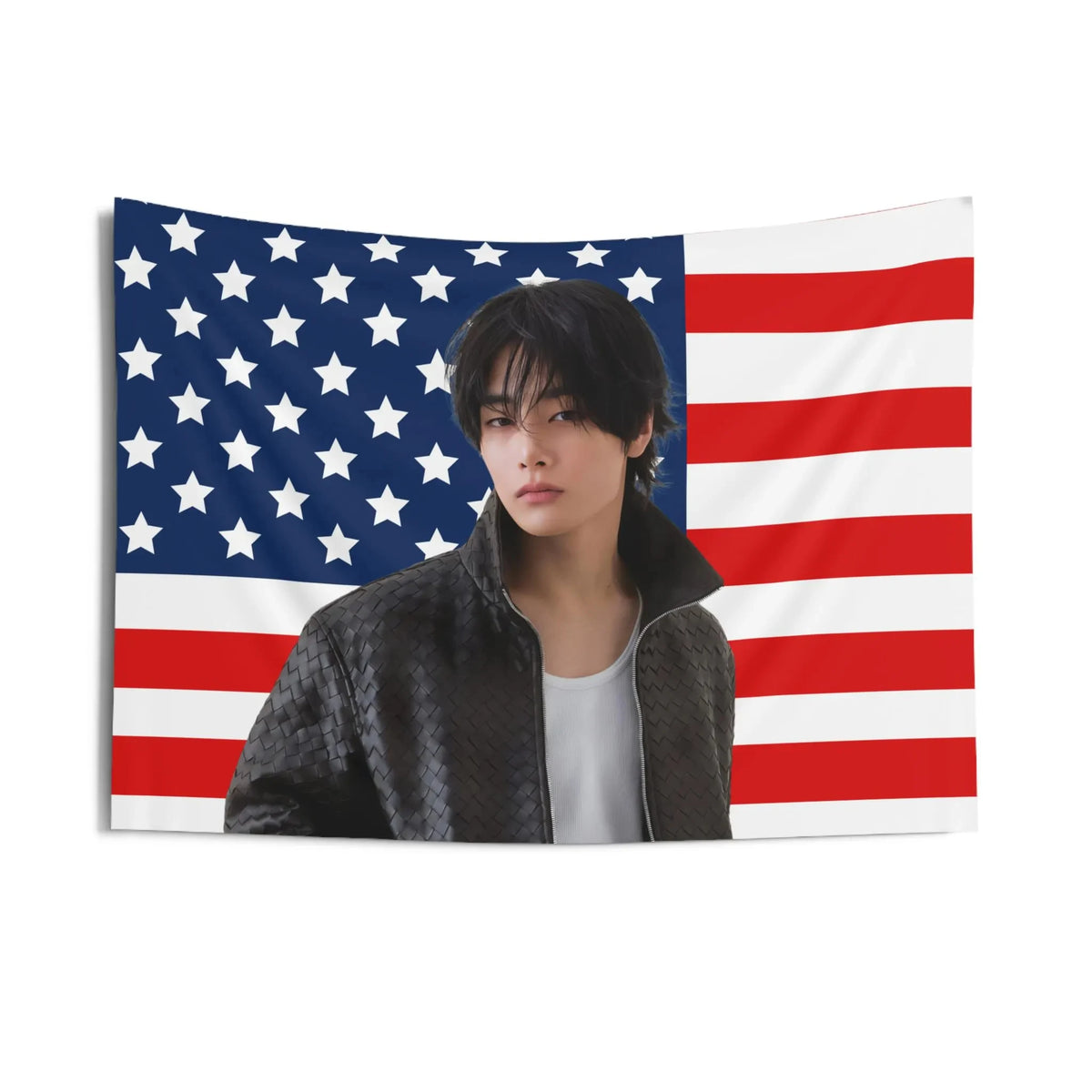 SKZ Bang Chan Tapestries Kpop Singer American Flags Tapestry Aesthetic Room Wall Art Decor Bedroom Background Cloth Fans Gift