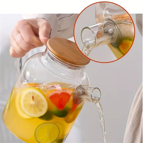 1L/1.8L Large Capacity Glass Teapot High Temperature Resistant Kettle for Steamed Juice Fruit & Iced Tea Home Kitchen Access