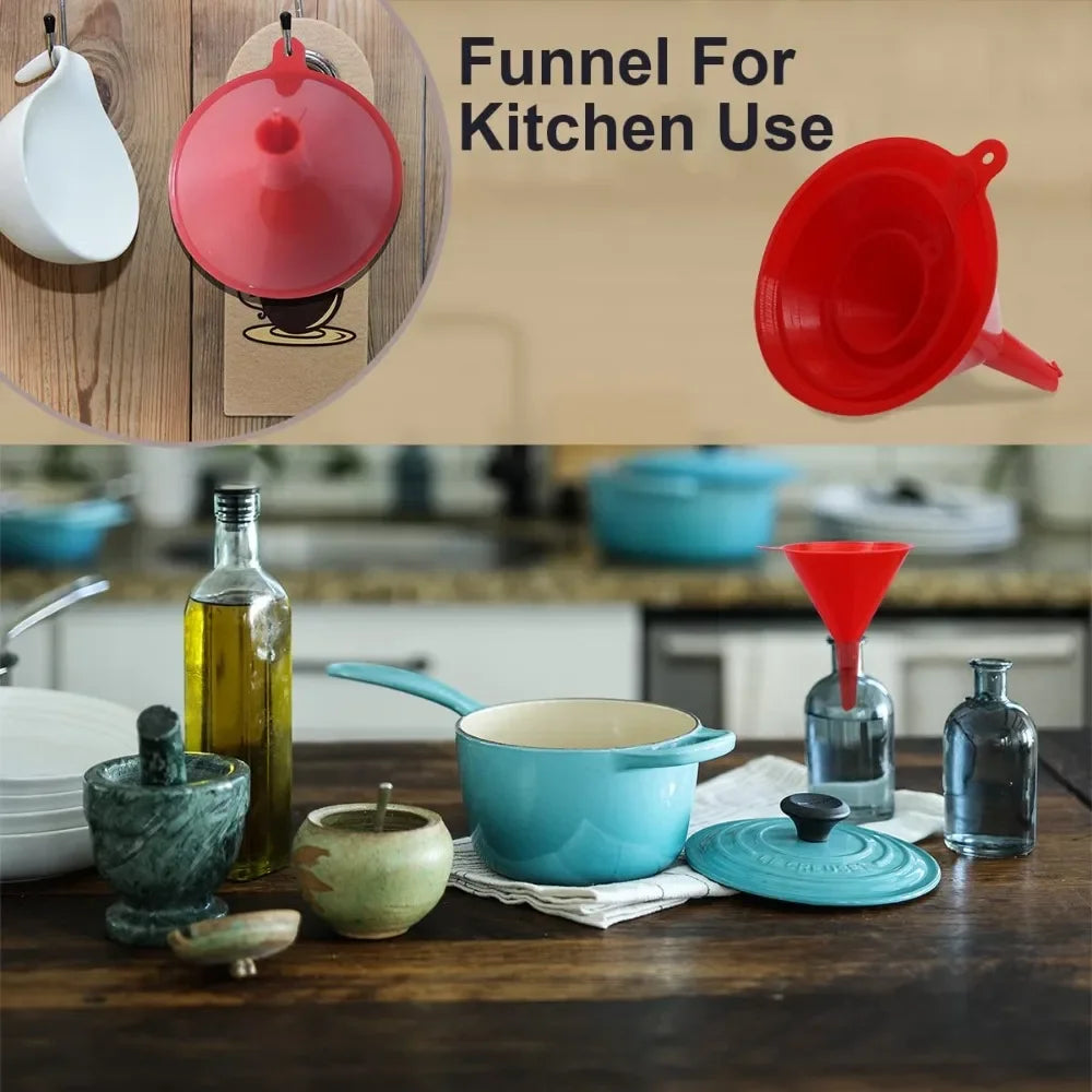 4-piece/set Kitchen Funnel Suitable for Automotive Home Kitchen Function Plastic Funnel, Mini, Small, Medium and Large Funnels