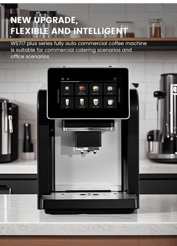 Mcilpoog WS817 -7"colorfAutomatic Espresso Machine with Milk Frother,  21 Flavors for Home & Office