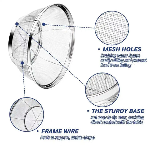 tastyWay Stainless Steel 3-Piece Drain Basket Set, Rice Bowl Drain Basket, Fruit and Vegetable Washing Drain Basket, Kitchen Sup