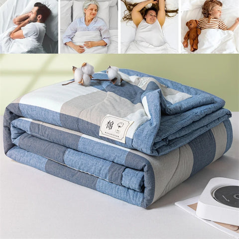 Summer 100% Cotton Thin Quilt Comforter Soft Air Conditioning All Season Quilt/Duvet/Blanket Lightweight Bed Cover Soft Bedding