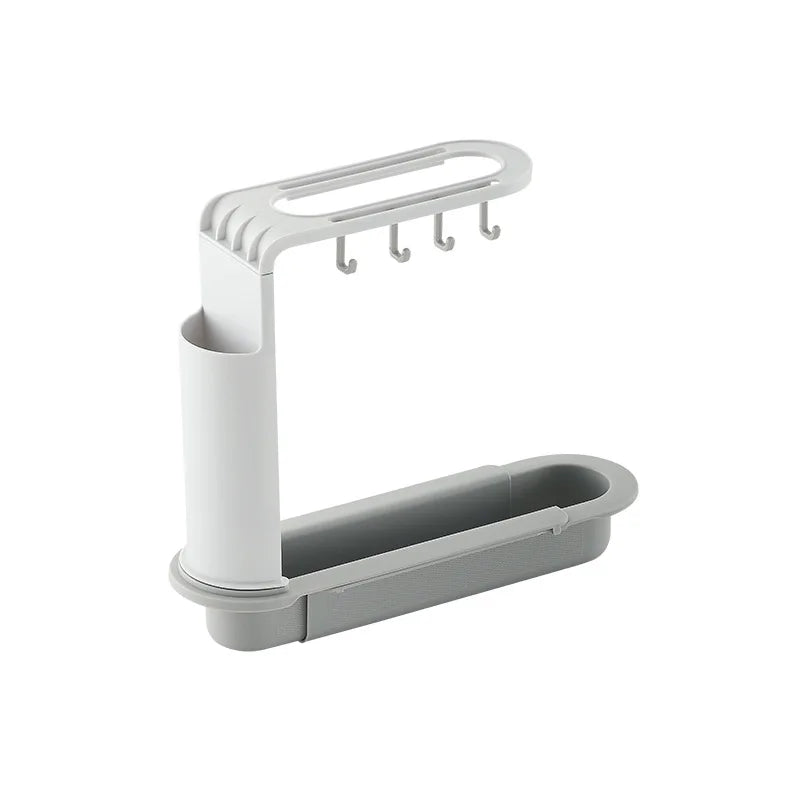 Telescopic Sink Drain Rack Soap Sponge Holder Self Adhesive Kitchen Paper Towel Holder Punch Free Roll Kitchen Acces