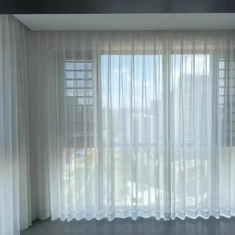 Modern White Solid Tulle Curtains for Living Room Bedroom Balcony Window Screening Sheer Voile Drapes Gauze Treatments Door