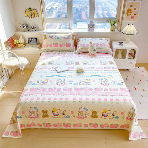 1pc Pure Cotton Bedsheet Floral Style Flat Sheet Single Sheets for Kids Adults Room Bed Linen sabana para cama (No Pillowcase)