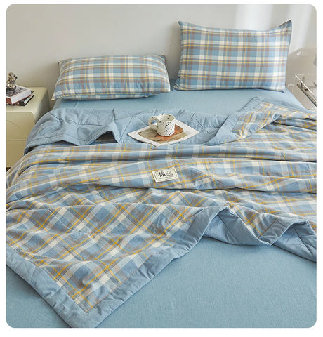 All cotton Air conditioning quilted quilt core summer washable comforter Simple Plaid soft duvet of single twin full queen size
