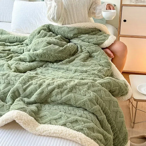 Soft Woolen Blanket for Bedding and Sofa, Warm Lamb Velvet Flannel Cover Blanket for Office, Air Conditioning and Nap