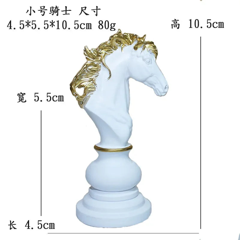 Resin Retro International Chess Figurine for Interior King Knight Sculpture Home Desktop Decor Living Room Decoration