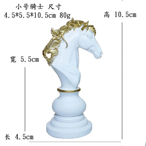 Resin Retro International Chess Figurine for Interior King Knight Sculpture Home Desktop Decor Living Room Decoration