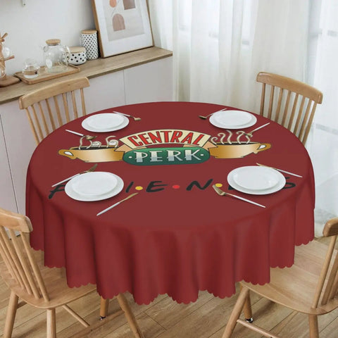 Customized I'll Be There For You Round Tablecloths 60 Inch Friends TV Show Table Covers for Kitchen Table Cloth