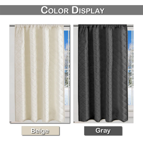 Quilted Blackout Curtains Heavy Duty Noise Reducing Thermal Insulated Drapes Liner Anti-cold Rod Pocket for Living Room Bedroom