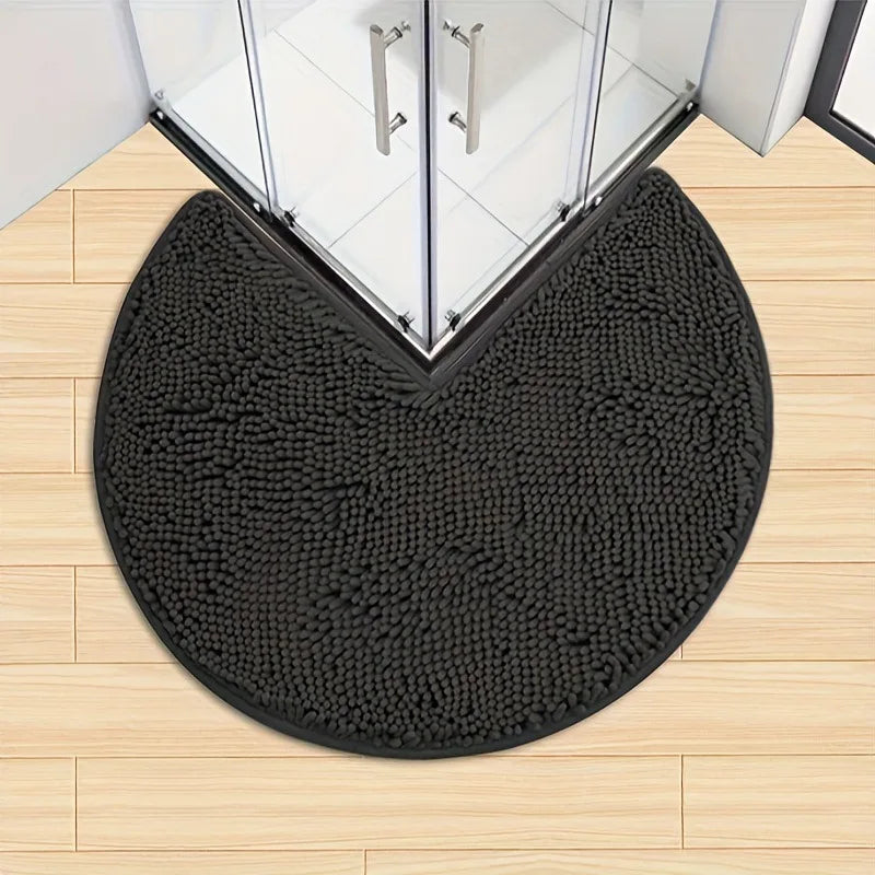 2025 Flannel Circular Corner Bath Mat Non-Slip Soft Thicked Floor Mat for Bathroom Absorbent Non-slip Door Mat Home Decoration
