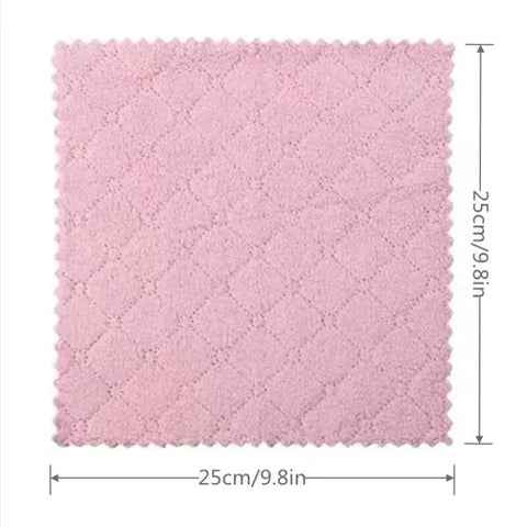 5 double-sided coral velvet ultra-high absorbent scouring pads, dishcloths, wipes