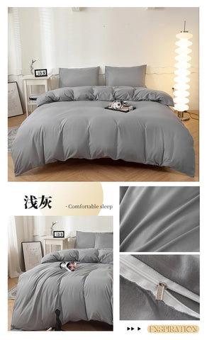 2025 New Washed Cotton Solid Color Single Quilt Set Skin Friendly Breathable Quilt Cover 180X220 200X230