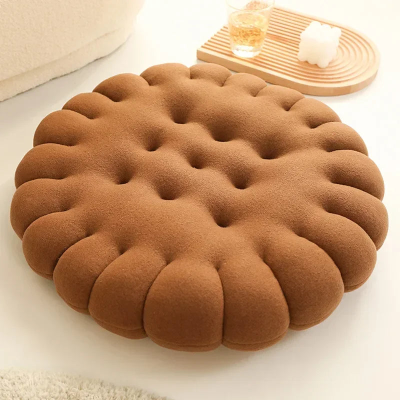 40*40CM Cookie Shaped Meditation Cushion Plush Fluffy Chair Cushion Machine Washable Student Seat Cushion Living Room Decoration
