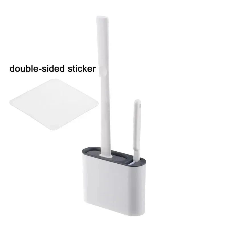 Wall Mounted Toilet Brush Replacement Long Handled Silicone Toilet Brushes Quick Drying Soft Bristles Toilet Bidet Bathroom Set