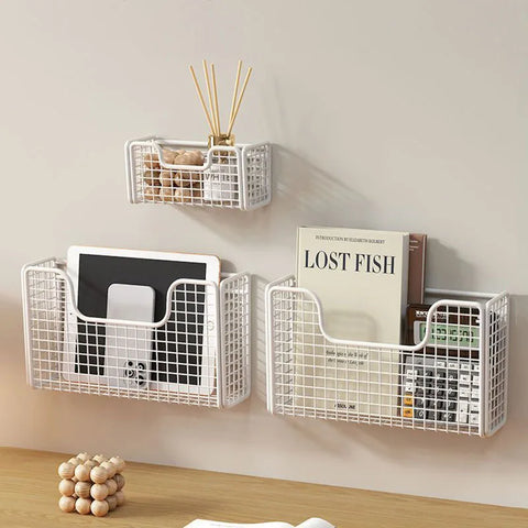 Punch-free Kitchen Cabinet Door Storage Box Iron Rack Wall-mounted Cabinet Plastic Wrap Rack Bathroom Refrigerator Rack