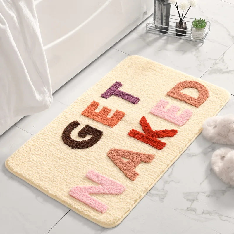 Get Naked Runner Black and White Cute Bathroom Rug Long Get Naked Rug Funny Bathroom Decor for Apartment Bathmat 40x60cm 50x80cm