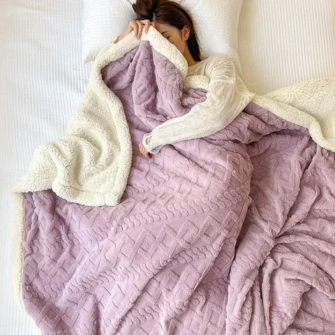 Soft Woolen Blanket for Bedding and Sofa, Warm Lamb Velvet Flannel Cover Blanket for Office, Air Conditioning and Nap