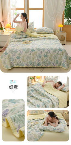 New Floral Print Spring Summer Quilt Soft Comfortable Quilted Quilts Single Double Blanket for Bed Comforter Knitted Thin Duvet