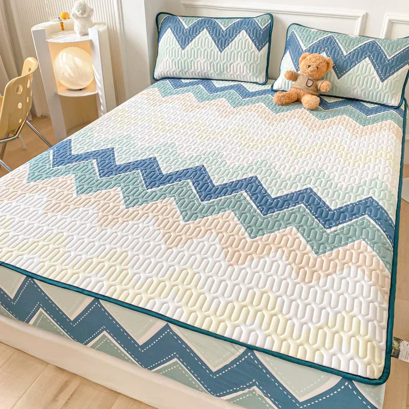 Natural Latex Thicked Summer Cooling Mat for Bed Soft Cool Feeling Fitted Sheet and Pillowcase Matress Cover Grade A Summer Mats