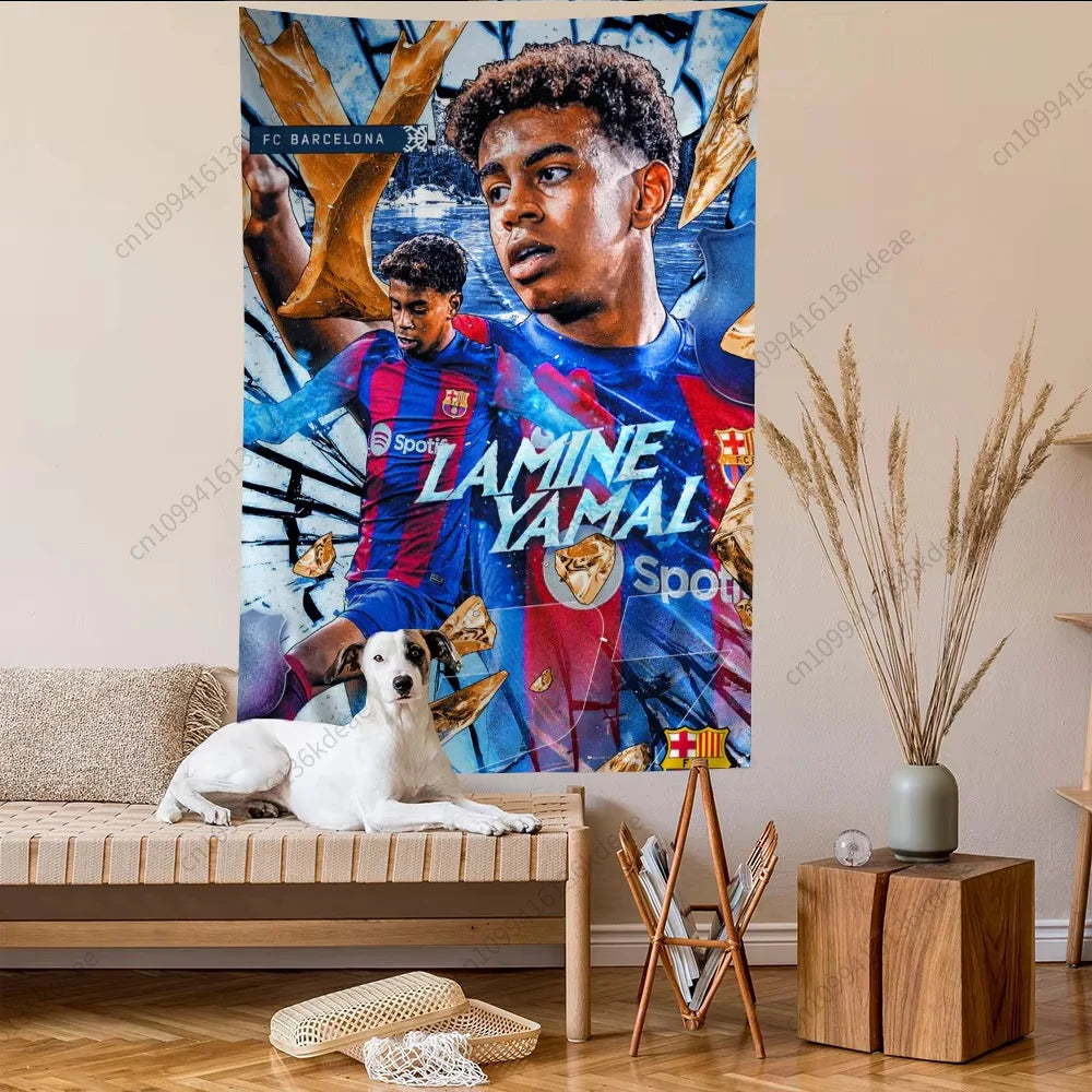 Wall Tapestry Decor L-Lamine Football Star Y-Yamal Anime Tapestry Flags Bedroom Dorm Wall Hanging Background Cloth Festival Gift