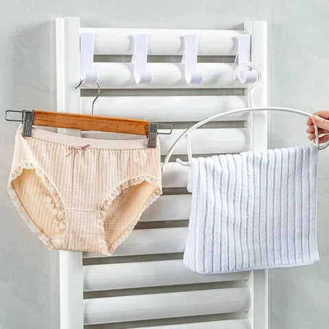2/6Pcs Bathroom Shower Towel Holder Hanger Heated Radiator Rail Hooks Clips Storage Racks Clothes Scarf Hanger Hooks