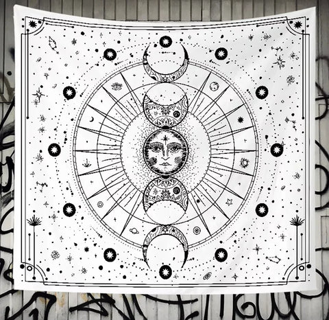 1pc Celestial Sun Moon Zodiac Tapestry Astrology Themed Wall Hanging Decor with Starry Sky Design for Mystic Room