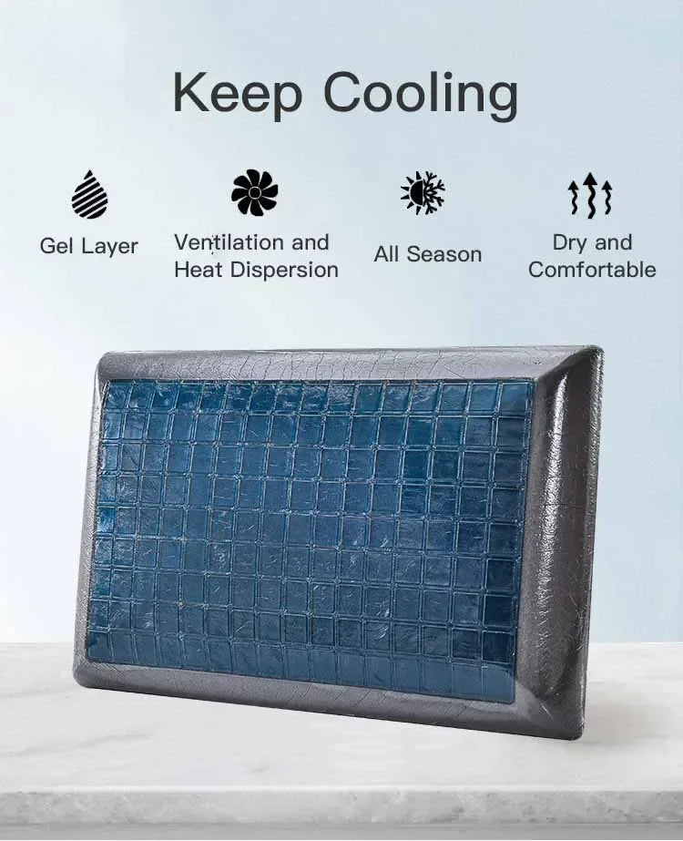 Double Sided Gel Cooling Memory Foam Pillow Summer Ice Feel Bamboo Charcoal Orthopedic Neck Pain Relief Pillow with Pillowcase
